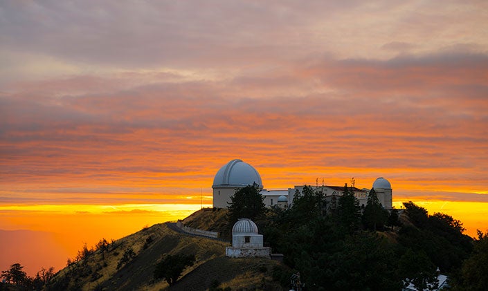 A view of Lick Observatory during sunset
