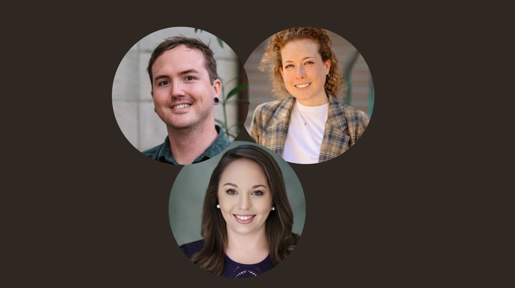 The headshots of three young people together in one image
