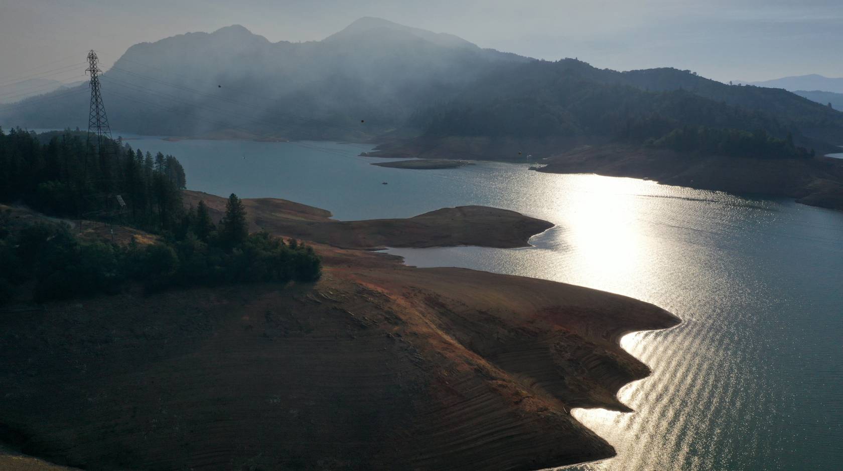 View of Lake Shasta from above during late afternoon
