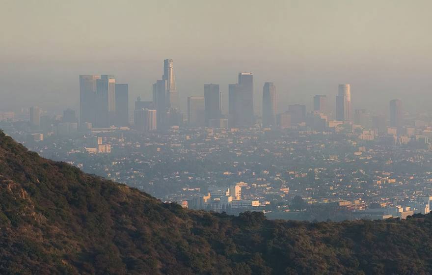 Heavy smog over Los Angeles, as seen from the mountains outside the city.