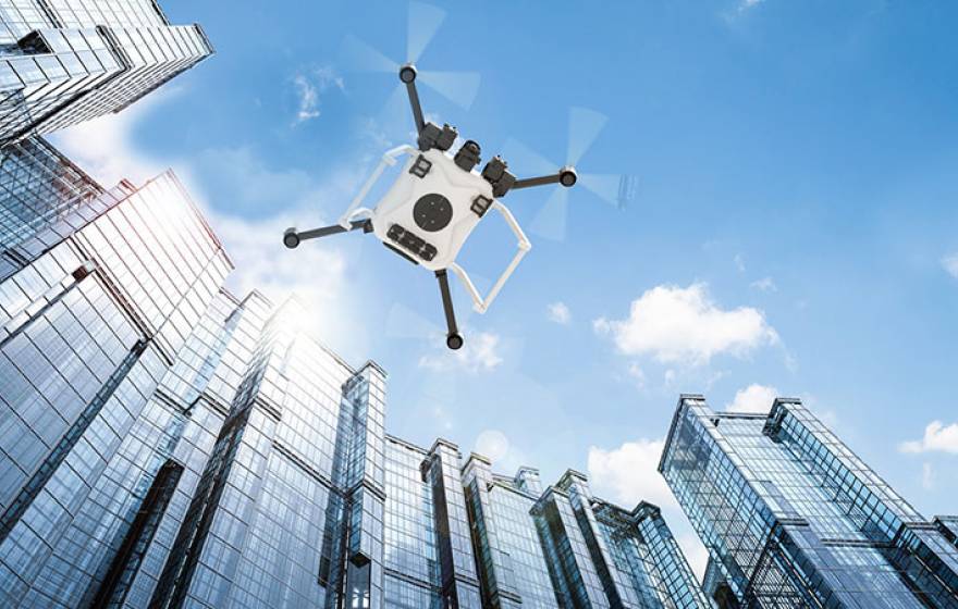 A drone depicted from below