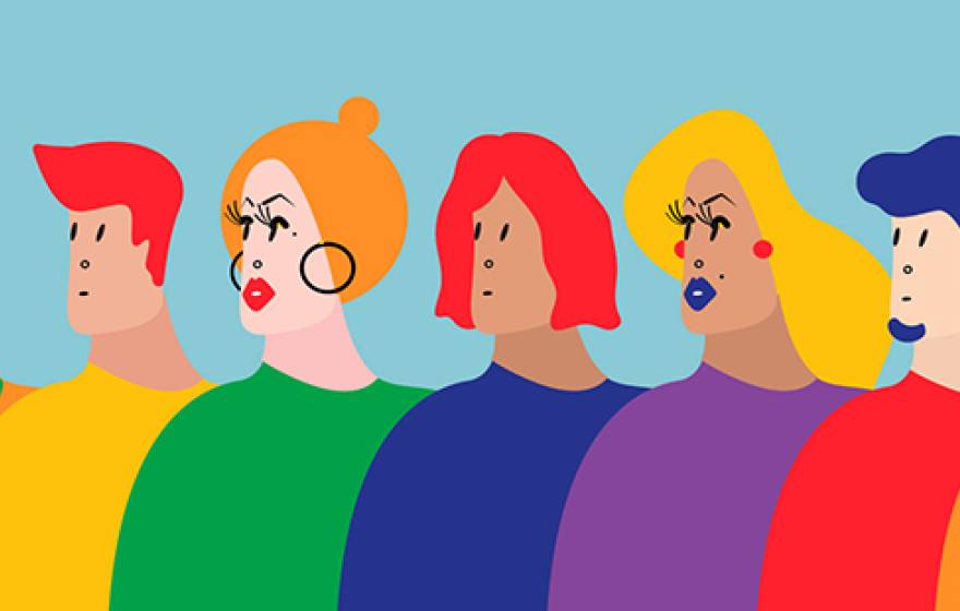 Colorful illustration of LGBTQ individuals