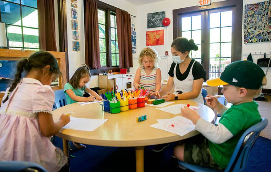 Toddlers doing projects at Rockridge Little School