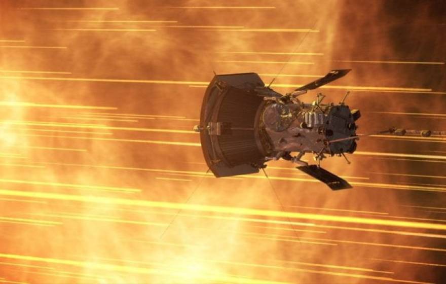 A visualization of NASA’s Parker Solar Probe approaching the sun